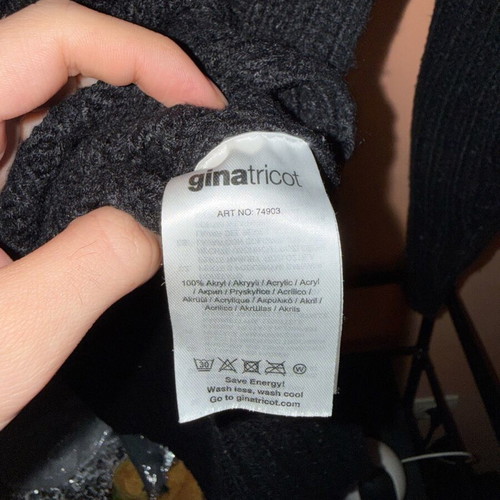 Gina Tricot Long Knit Sweater Black Medium New