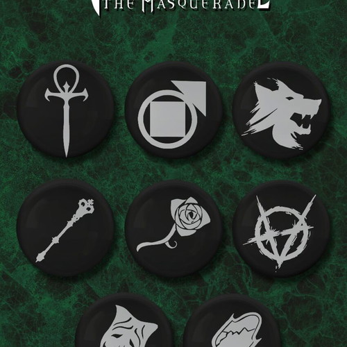 Vampire The Masquerade pin set new, 8 different 3.2cm badges