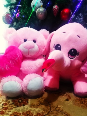 Stuffed animals used, pack with elephant and teddy bear