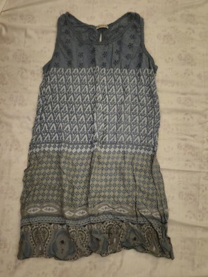 Indian short dress used, gray and beige, size M
