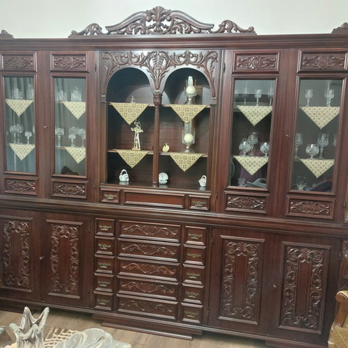 Antique carved wood sofa and armchair set