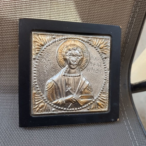 Old icon of Saint Panteleimon, 13x13 cm