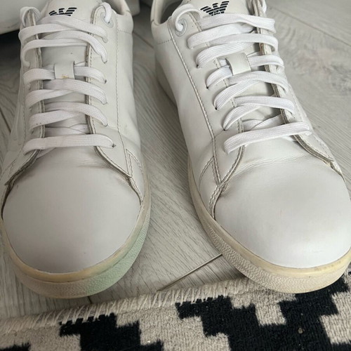 Emporio Armani EA7 men's white leather shoes used, size 46