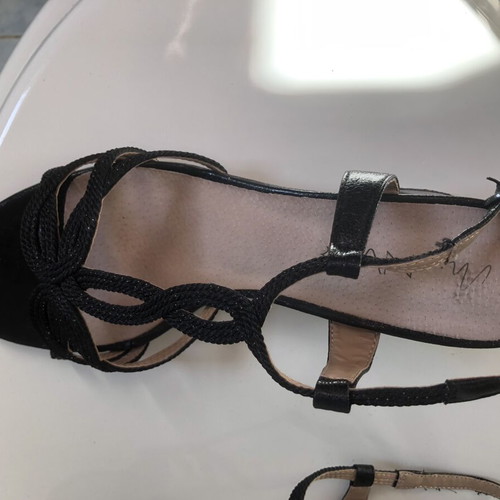A.S. 98 Black Leather Sandals Like New With Low Chunky Heel