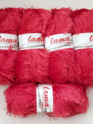 Lama Perla yarn new, pack of 5 furry knitting threads coral color