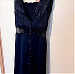  Μαύρο σατέν φόρεμα τύπου lingerie