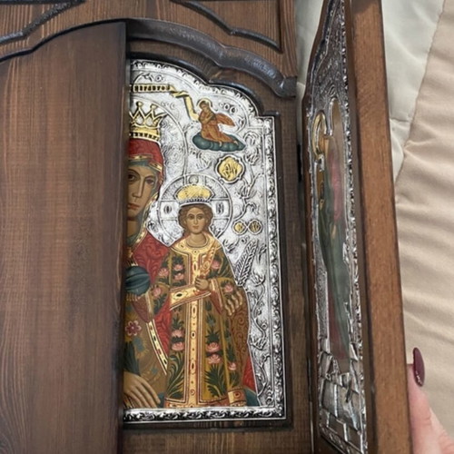 Collectible triptych icon Rhodon the Amaranth new, Archangel Gabriel & Archangel Michael