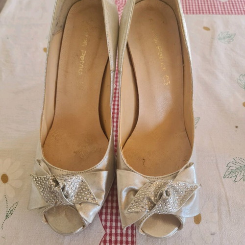 Ellen collection silver 10cm heels used, size 37