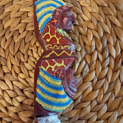 Wooden vintage figure handmade, used, African art, 28 cm height