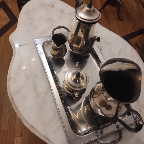 Silver-plated decorative canteen container tray set used