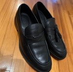 Zara men's leather loafers size 42 like new, black