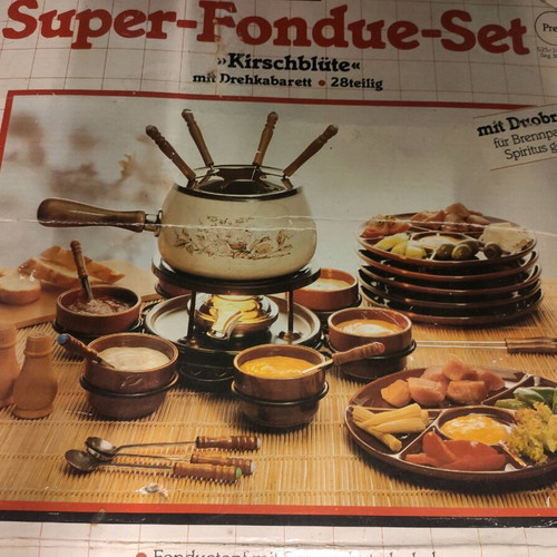 Vintage Super Fondue Set Kirschblute serving set new