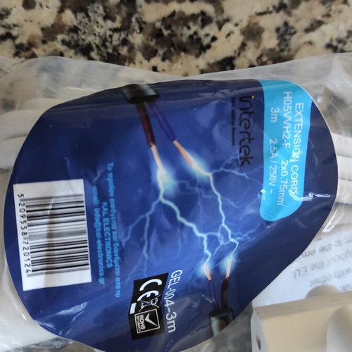 White Bipolar Extension Cord with Cross Adapter 3m