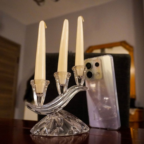 Crystal Candlestick 3-Position like new, modern design