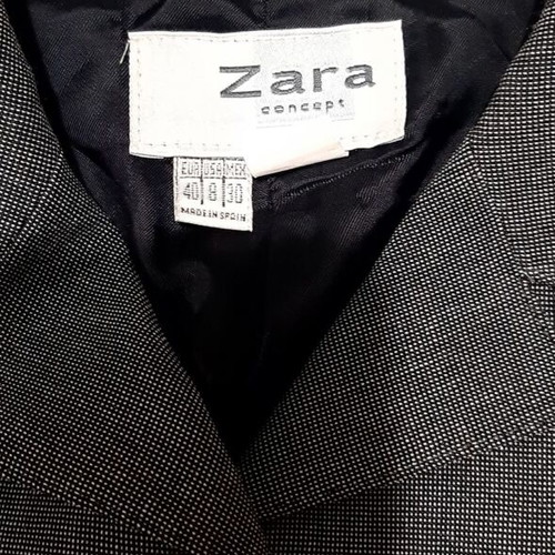 Zara jacket Large/40 gray thin checkered, like new