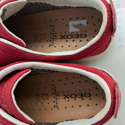 Geox children's shoes size 36 new, leather and fabric, red