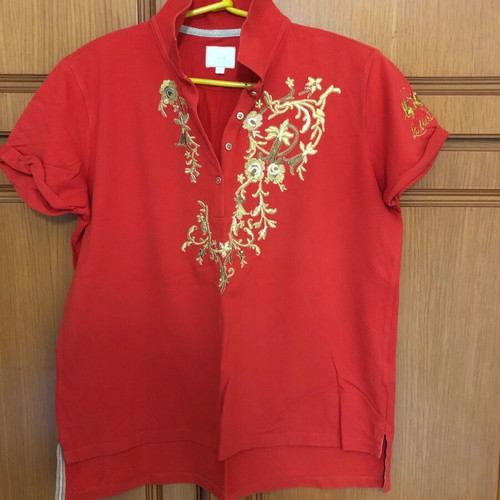La Martina Womens T-shirt like new, red, embroidered design, XL