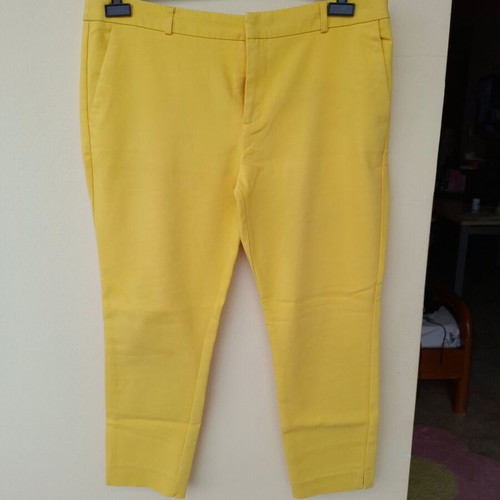 Stradivarius yellow women's office pants used, low waist, ankle length