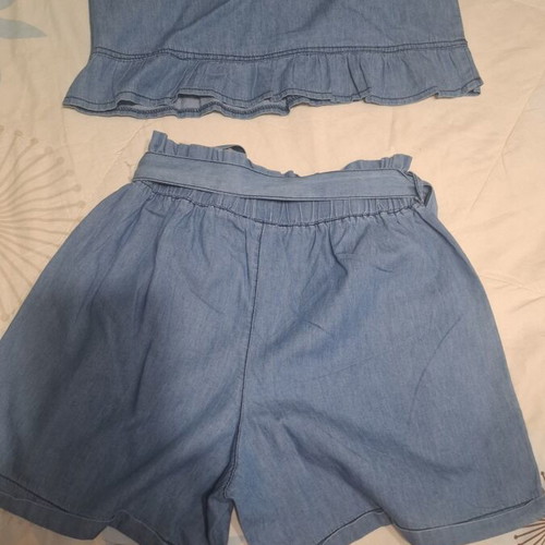 Energiers girls summer set like new, blue denim shorts and top
