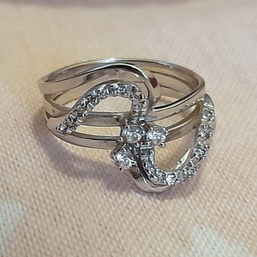 Solitaire ring white gold 14k 585 3.3g with zircon new