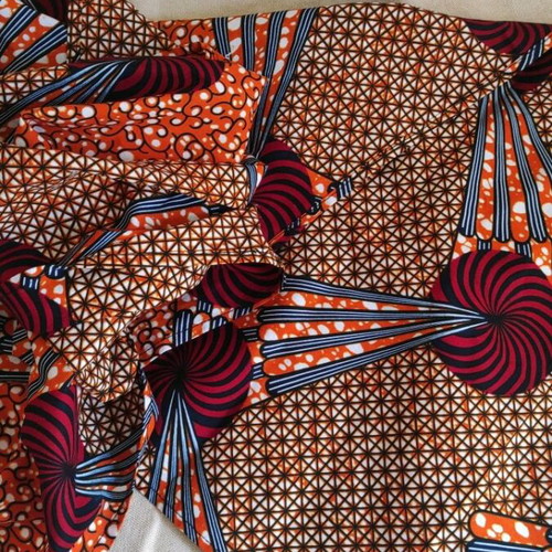 Head wrap made of authentic African wax fabric like new, multicolored