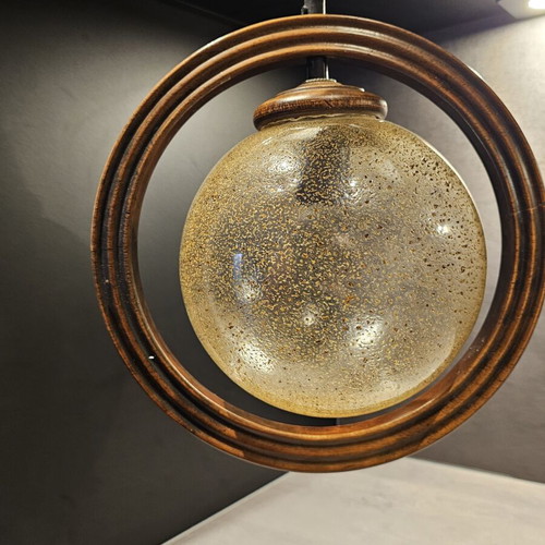 Vintage ring lamp with glass globe MCM like new