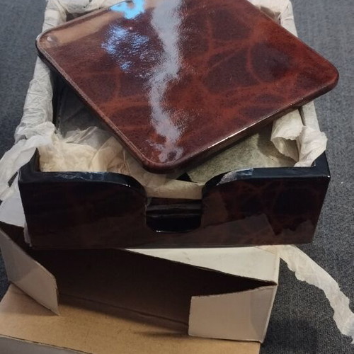 Vintage coaster set with tortoiseshell effect and case