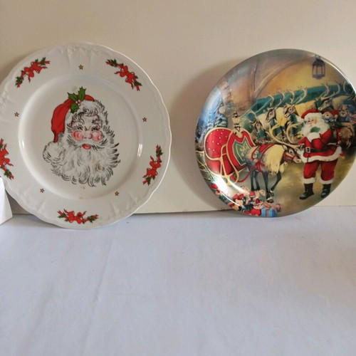 Christmas porcelain platters Weiden Bawaria new with Santa Claus