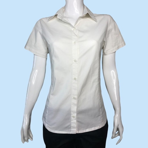 White women's slim shirt used size M with stain, cotton