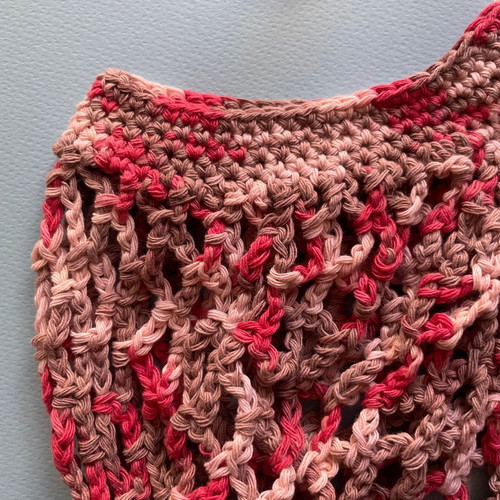 Raspberry Handmade Mesh Market Bag