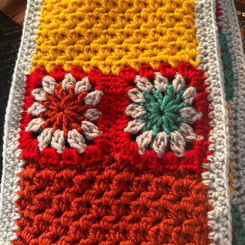 Scarf new, handmade with granny square technique multicolor