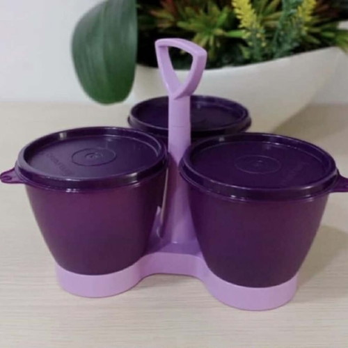 Tupperware triple server 300 ml × 3 with handle new