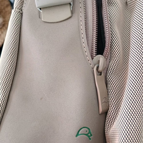 Piquadro professional bag used, beige and gray