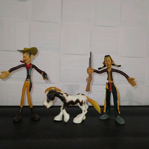 Lucky Luke '70 figures used, pack of three, soft plastic