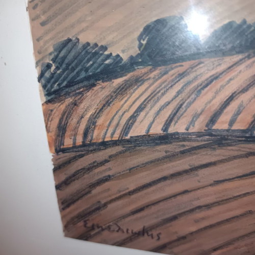 Sikeliotis watercolor painting used, certified, year 1968
