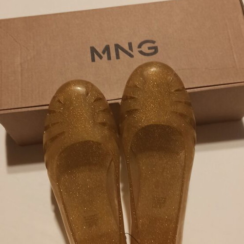 Mango ballerina jelly shoes size 38 new beige gold