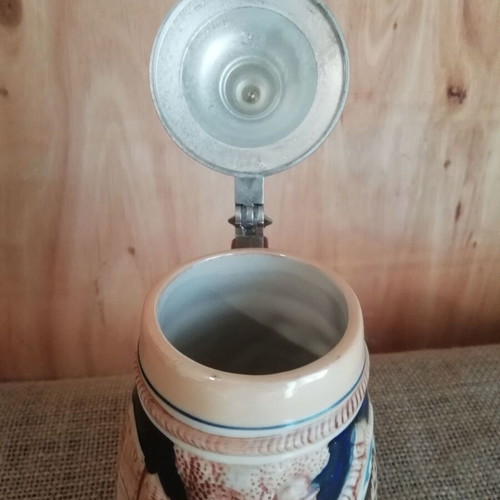 Kleiber ceramic beer mug vintage like new with metal lid