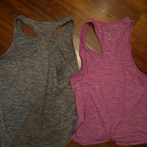 USA PRO women's sportswear set like new, size S/XS, blue and purple tops, blue 3/4 leggings