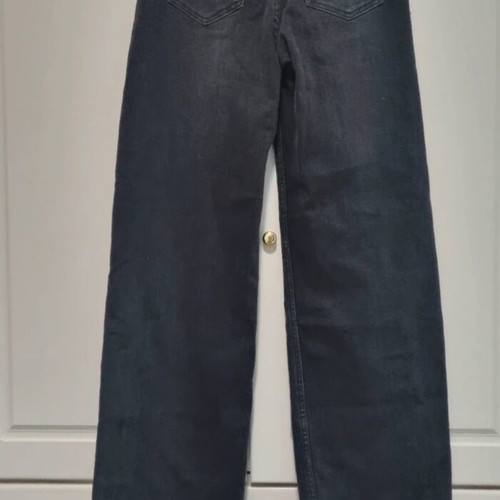 Jean with crooked button fastening, size small, black, straight fit