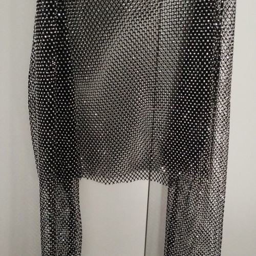 Blouse new with shiny stones, black and silver, size XL