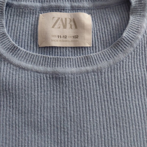 Zara Ribbed Cropped Top for Girls Size 152cm Like New, Turquoise