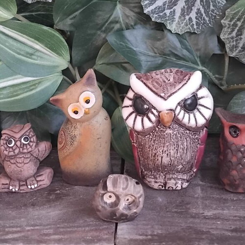 Decorative owl collection, pack of 6, like new, marble and ceramics