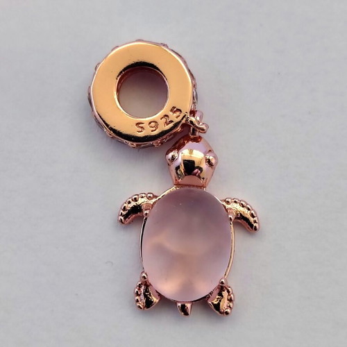 Charm pink sea turtle silver S925 with Murano new