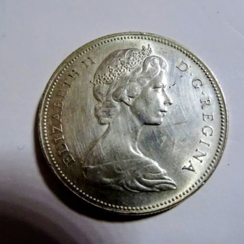 Canada 1 Dollar 1966 silver coin used, Voyageur Dollar