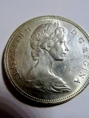 Canada 1 Dollar 1966 silver coin used, Voyageur Dollar