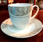  Vintage 30 ετών Γερμανικό Σετ καφέ 12 τμχ. από 6 φλιτζάνια και 6 πιάτα…Άθικτο με τις σφραγίδες του σε καπελιέρα (Vintage German Coffee Set)