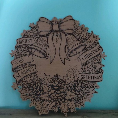 Laser Engraved Christmas Wreath New