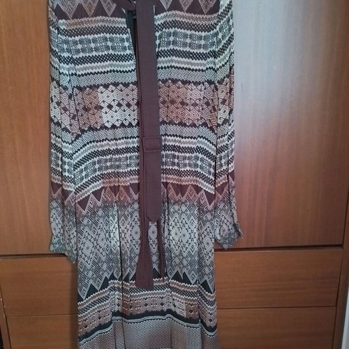 Mango dress L like new, brown with geometric patterns