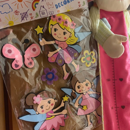 Wall stickers and fabric height chart set for girl's room like new