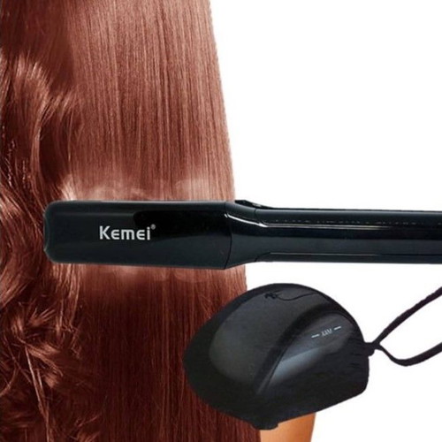 Kemei KM-9090 Hair Straightener with Steam and Adjustable Temperature New